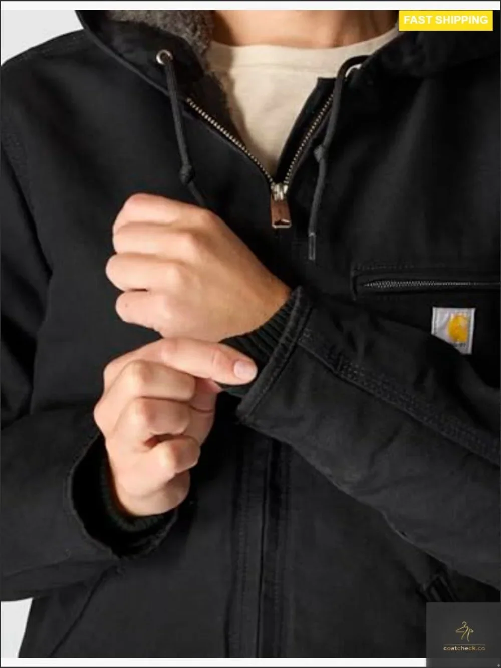 Insulated Canvas Sherpa Lined Utility Jacket Quilted Nylon Sleeves Work